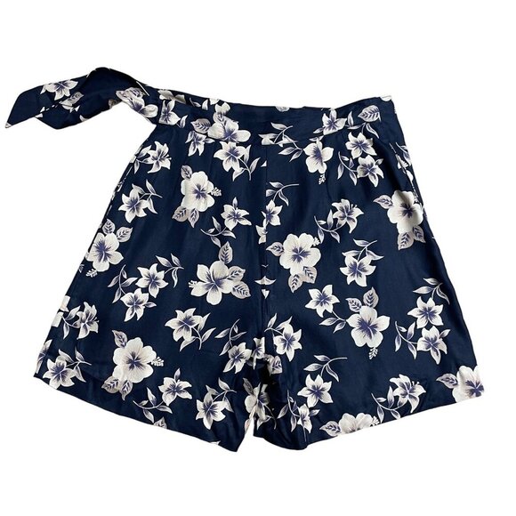 EP PRO SKORT SHORTS 100% SILK FAUX WRAP POCKETS GOLF SIZE 6 FLORAL NAVY BLUE - Picture 2 of 9
